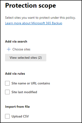 SharePoint Sites in Backup inkludieren
