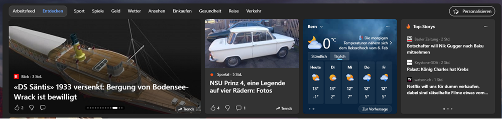 Mein Feed in Edge New Tab