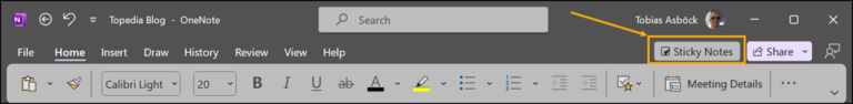 Neue Sticky Notes in OneNote für Windows (Preview) | Topedia Blog