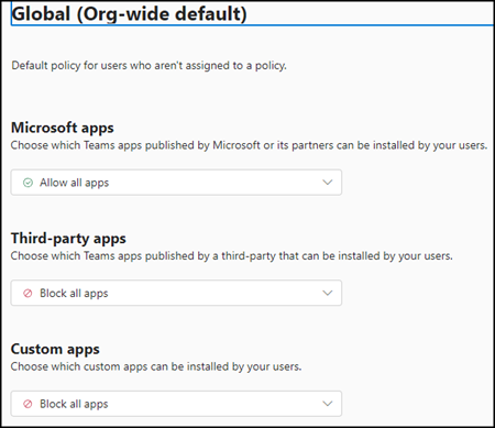 Konfiguration einer globalen App Permission Policy