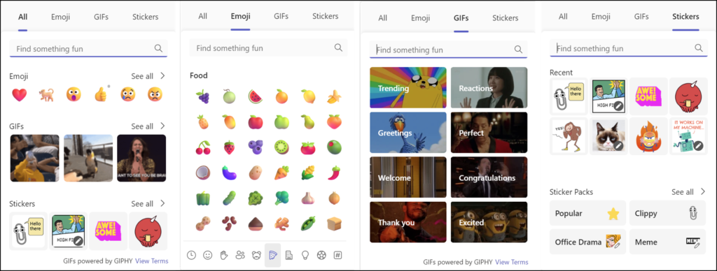 Neue Auswahl für Emojis, GIFs und Sticker