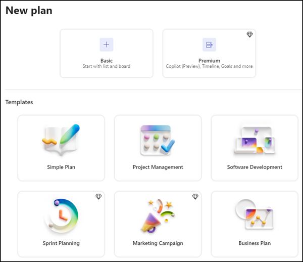Planner Basic Plan für Lizenzen mit einem Planner Serviceplan