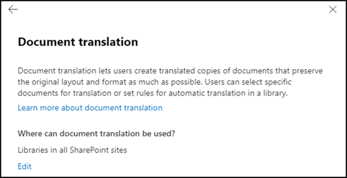 Globale Konfiguration für SharePoint Premium Translation 