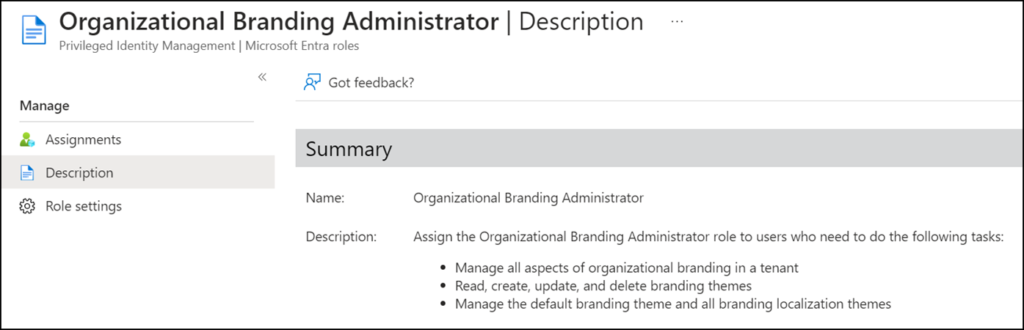 Neue Admin Rolle Organizational Branding Administrator