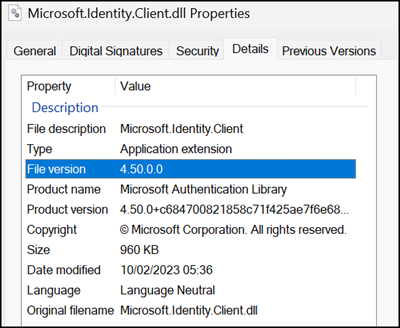Veraltete Microsoft.Identity.Client.dll