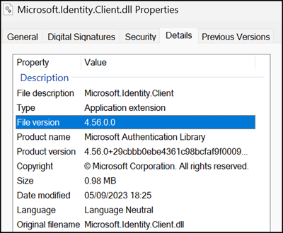 Microsoft.Identity.Client.dll wurde ersetzt