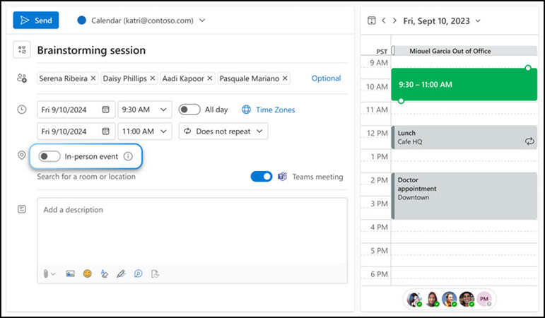 In-Person Event in Outlook