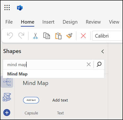 Mind map shape in Visio on the web