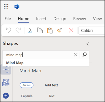 Mind Map Shape in Visio im Web