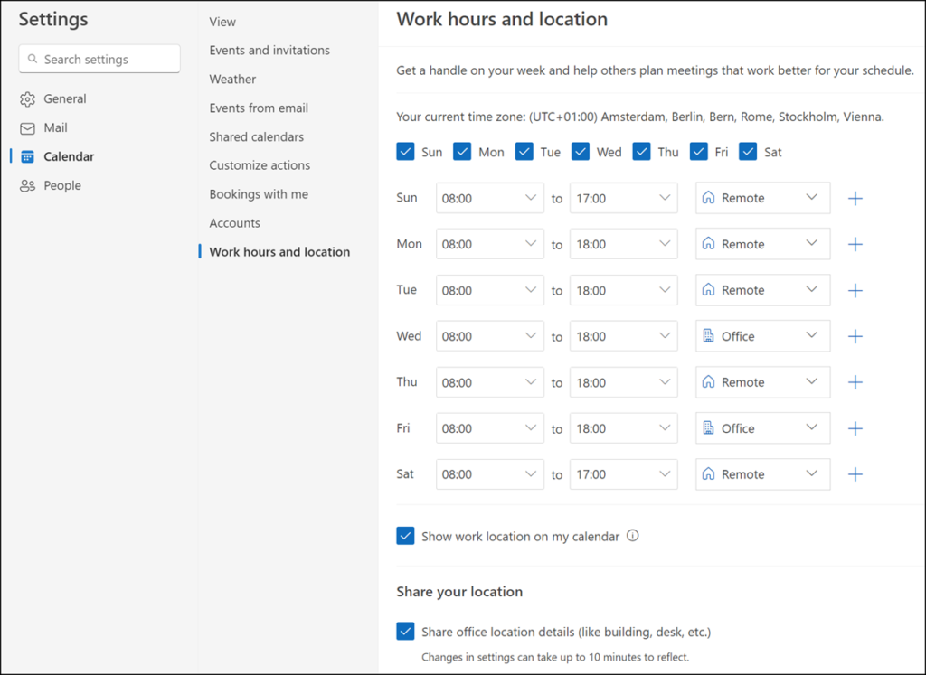 Angepasste Einstellungen in Outlook