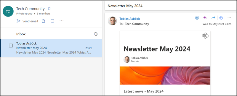 Mailbox der Microsoft 365 Gruppe