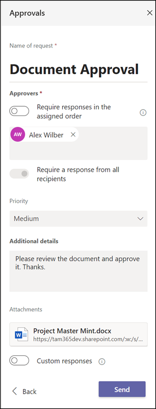 Approvals App in Word