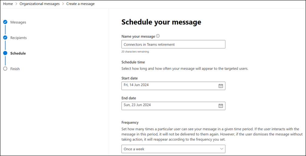 Zeitplan definieren (ausgenommen Urgent Messages)