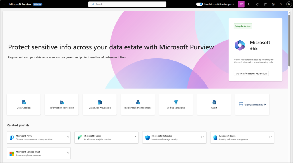 Neues Microsoft Purview Admin Portal