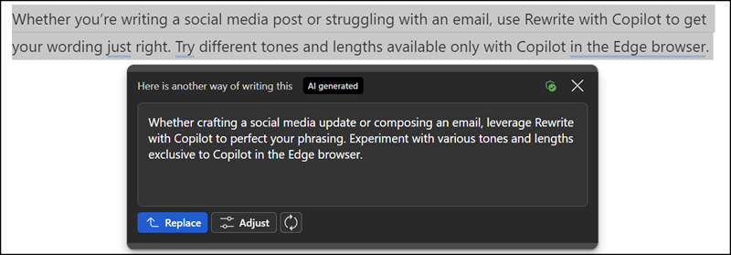 Rewrite Feature in Edge