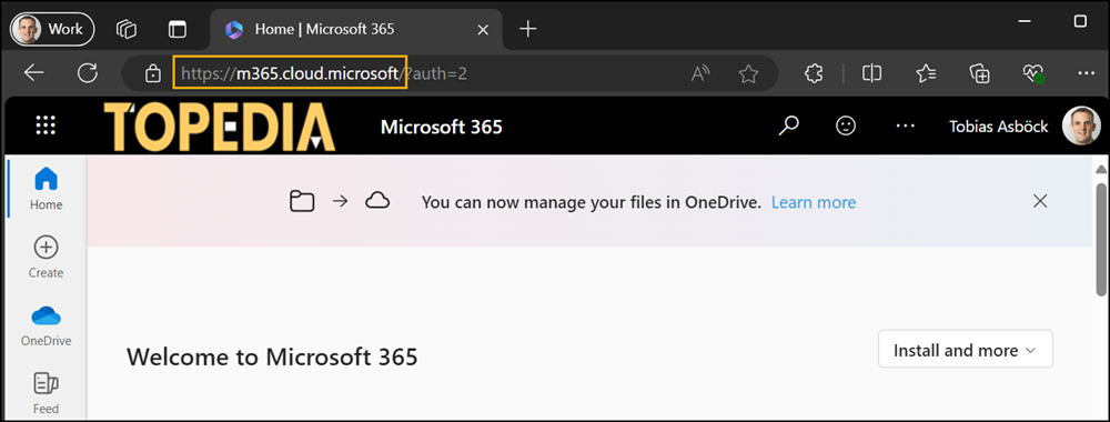 Microsoft 365 Web mit neuer URL