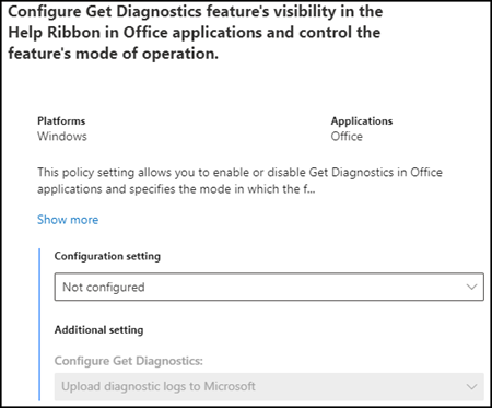 Cloud Policy für "Get Diagnostics"