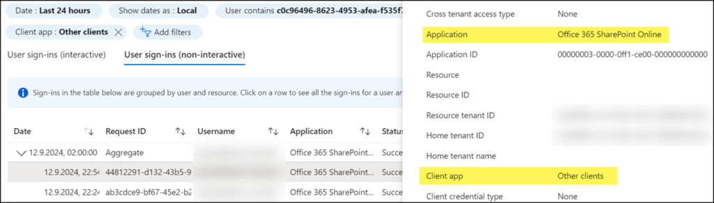 Sign-in Logs in Entra ID (mit Basic Authentication)