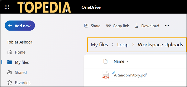 Datei-Upload aus Loop Workspace in OneDrive