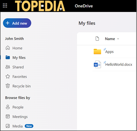 Navigation in OneDrive