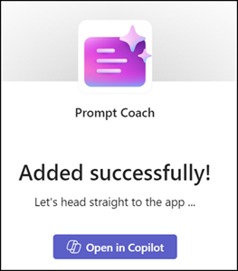 Prompt Coach wurde in Teams installiert