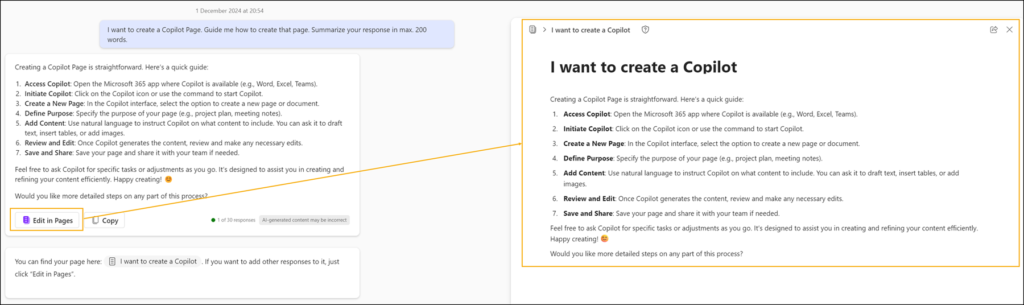 Copilot Page in Copilot Chat