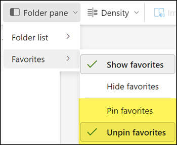 Favoriten per Outlook Ribbon Bar anpinnen