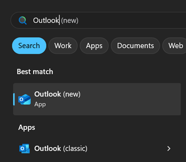 Aktuelle Bezeichnung der Outlook Applikationen