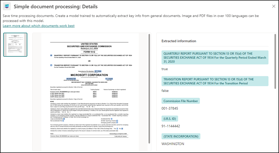 Neues Simple Document Processing Modell erstellen