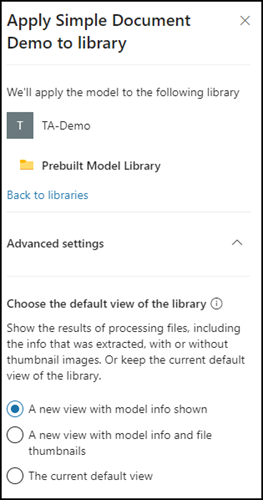 Zuweisen des Modells an eine SharePoint Dokumentenablage