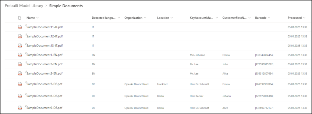 Simple Document Processing mit Dokumenten in mehreren Sprachen