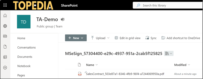 Versteckte Dokumentenablage für SharePoint eSignature