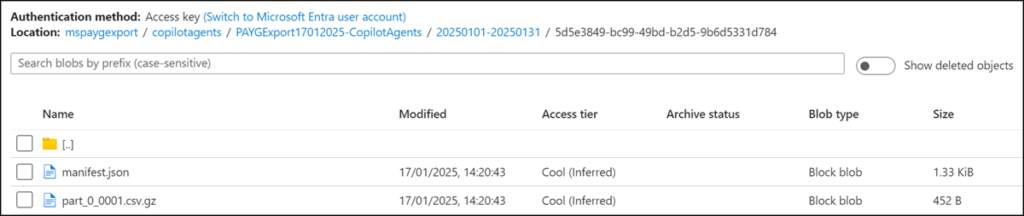 Azure Cost Export in Storage Container